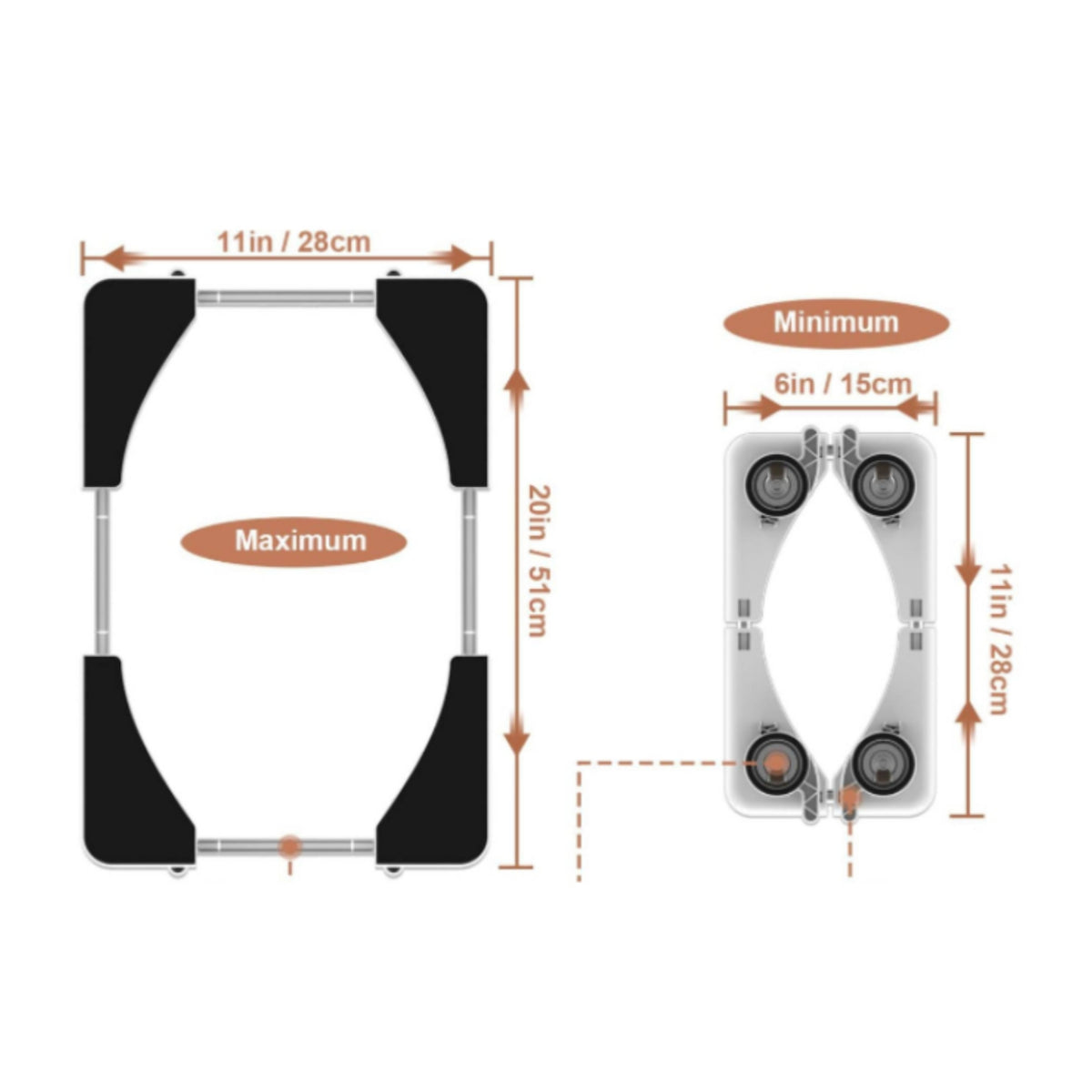 Adjustable Appliance Sliding Tray with Wheels Easy to Move Movable Appliance Stand with Brakes Long-Lasting Sliding Tray with Wheels Space-Saving for Kitchen Countertop