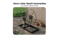 Hand Crank Hose Reel Stand Detachable Design Freestanding Irrigation Hose Winder Adjustable Width Heavy Duty Drip Tape Reel for Farmers, Farm, Orchard