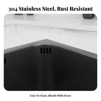 Scratch Resistant Black Nano Kitchen Sink Easy to Clean 304 Stainless Steel Sink Fast Draining Mini Wet Bar Basin Anti-Condensation Coating for Apartment Dwellers, Homeowners, DIY Enthusiasts, RV