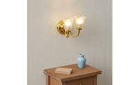 Double Head Dollhouse Wall Lamp Illuminates Miniature Floral Wall Sconce Dollhouse Brightness Fixture Collector Quality