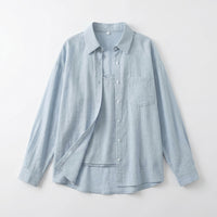 Women Beach Cover Up Linen Shirt Two Piece Set for Travel Outfit, Long Sleeve Sun Protection with Pleated Design, Blended Summer Wear