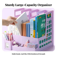 Foldable Design 4-Section foldable Document Sorter Thickened Build upright document Sorter Space-Saving Desk Organizer Multifunctional for Students, educators, Study Room, Classroom, shelf, Reception Area