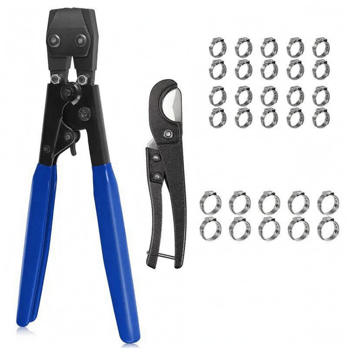 Blue Coated Handles Clamp Crimping Plier Heavy-Duty Clamp Installation Pliers Hinged Lever Clamp Collar Tightening Plier Compact Grippers