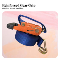 High Break Strength Cargo Strap with Double J Hooks Wear-Resistant Heavy Duty Ratchet Strap Long-Lasting for Movers, Trailers, Warehouses