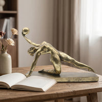 Gift Idea Home Golden Ornament Gymnast Statue Geometric Style Metal Gymnast Figurine for Living Room