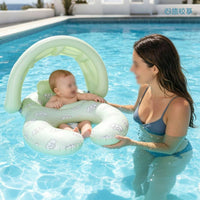 Sun Shade Mother Child Buoy Family Use Mommy and Baby Buoy Easy to Inflate Parent Child Swim Companion Vinyl for Parents, Kids, Outdoor Swimming