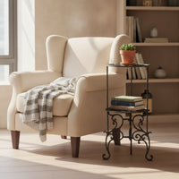 Two-Tier Plant Stand Freestanding Accent Table Space-Saving for Living Room