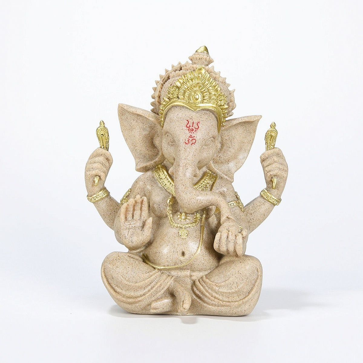 Resin Ganesha Statue with Lotus Base Tabletop Ganesha Statue Sculpted Decor Decorative for Home Altar