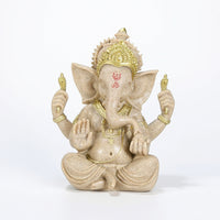 Resin Ganesha Statue with Lotus Base Tabletop Ganesha Statue Sculpted Decor Decorative for Home Altar