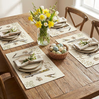4 Pieces Easter Placemat Heat-Resistant Bunny Table Mat Festive Design Bunny Dining Mat for Home Stylists, Party Hosts, Restaurant, Kitchen