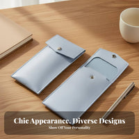 PU Leather Pen Pouch Versatile Pocket Protector Compact Pen Slip Case for Students, Professionals, School, Office