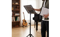Music Stand Tripod Base Heavy Duty Perforated Music Stand Effortless to Store for Artists, Students, Stage, Rehearsal, Practice Room