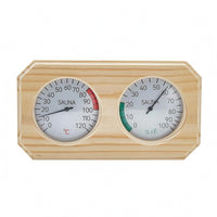 Analog Sauna Temperature Humidity Meter Beveled Corners Sauna Thermometer Hygrometer Natural Wood No Batteries Required