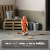 1:64 Scale Cleaner Figure Three-Dimensional Printed Miniature Worker Tiny Street Cleaner Model Highly Detailed for Dioramas