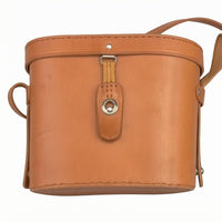 Adjustable Shoulder Strap cylindricalStyle Binocular Case Metal Loop Clasp Leather Binocular Case Stitched Seams Optical Accessory