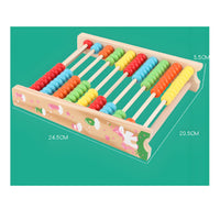 Safe and Sturdy 10-Row Abacus Sliding Beads Wooden Abacus Colorful Bead Counting Frame Printed Numbers