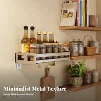 Drilldrillless Installation Kitchen Condiment and Tool Rack Rust-Resistant Wall-Mounted Seasoning Rack Space-Saving Design Household Storage Multi-Functional for Home Cooks, People with Small Kitchens, Organization Enthusiasts, Pantry, Cabinet, Bathroom
