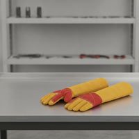 Reinforced-Palm Suede Work Gloves Safeguarding Gauntlet Gloves Full-Finger Abrasion Resistant for Welders, Shop Tasks