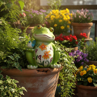 Solar Powered Garden Statue Adorable Frog Figurine Garden Statue for Gardeners, Flower Bed