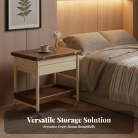 With casters 2-Tier Rolling Utility trolley Space-Saving Design Side Table Multi-Functional Household Furniture Sturdy Construction for Small Apartment Dwellers, residents, Living Room, Bedroom, Home Office, Balcony