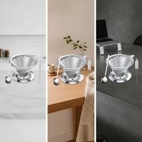 Reusable Coffee Filter with Spoon Easy to Clean Coffee Filter Cone Dripper Eco-Friendly Food-Grade for Home Baristas