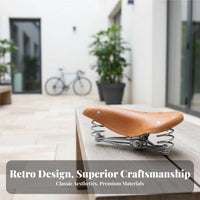 Vintage Leather Bike Saddle Comfortable Retro Cowhide Bike Cushion
