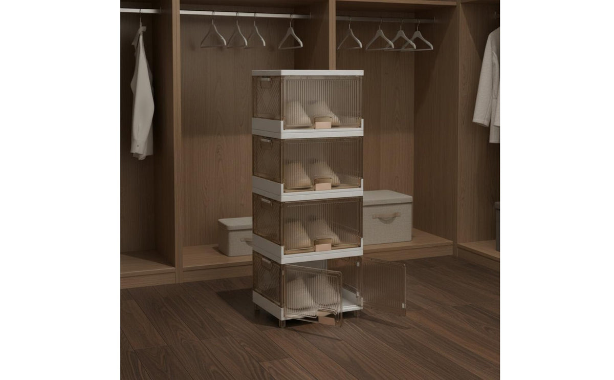 Clear Front Drop Shoe Box Transparent View Stackable Shoe Box Installation for Entryway, Closet, Bedroom