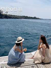 Ander Jurnal草帽女夏季法式复古巴拿马爵士草编帽子遮阳防晒礼帽