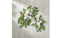 Draped Wedding Arch Flowers with Textile White Floral Swag with Greenery Lightweight Artificial Flower Swag Reusable for Brides