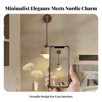 Rustic Elegance Wall Sconce Minimalist Fusion Design Rustic Simplicity Wall Lamp Solid Walnut Wood Base Travertine Shade Pendant Light