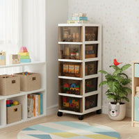 Space-Saving Multi-Layer Drawer Cabinet Large Capacity Plastic Storage Drawers Long-Lasting Multi-Tier Storage Cabinet Multifunctional for Children, Bedroom, Living Room, Playroom, Closet