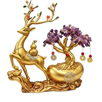 Luxury Purple East Wind Money Tree Deer Figurine for Living Room, Office, Wine Cabinet, TV Cabinet, New Home Decor