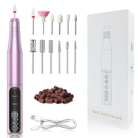 Rechargeable Nail Drill Compact Electric Nail Grinder Digital Display Travel-Friendly for Beginners, Home, Salon