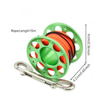 Double-Ended Snap Hook Diving Finger Spool Reel Perforated SMB Line Reel Cord Attached Aluminum Finger Spool Lightweight