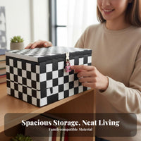 Woven Lockable Chest With Lock Hinged Lid Container Cotton Lined Interior