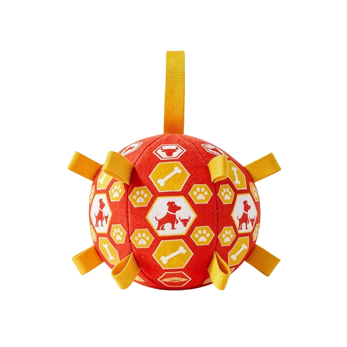 Easy to Grip Dog Ball with Ribbon Tabs Soft Interactive Dog Toy Ball Squeaky Physical Exercise for Dogs, Young Canines, Pet Owners, Fetching, Chewing
