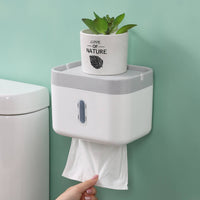 Nordic Design Toilet Paper Holder with Shelf Long-Lasting No Drill Toilet Paper Holder Dustproof Wall Mounted Tissue Box Load Bearing for Kitchen