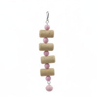 Cork Block Gnaw Toy With Bell Hanging Bird Gnaw Toy Materials Bird Shredding Skewer for Parrots, Cockatiels