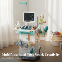 Realistic Details Simulation Toy Trolley Set Rich Accessories Kids Role Play Cart Movable Wheels Themed Toy Push Cart Safe Materials for Children, Preschoolers, Toddlers, Preschool, Playroom, Daycare, Home