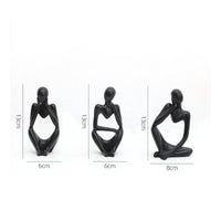 3 Pieces Abstract Figurines Modern Meditating Statues Decorative for Desk