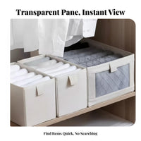 textile container with viewing panel Lidded Stackable container with viewing panel double Handles for Bedroom