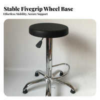 Adjustable Height Anti-Static Workstation Stool Easy to Clean Commercial Furniture 360-Degree Swivel Rolling Chair Stable Base for Factory Workers, Professionals, Workstation Oratory, Cleanroom, Workshop, Hospital