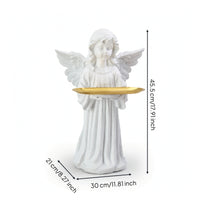 Angel Figurine with Tray Tabletop Angel Statue with Tray Resin for Living Room
