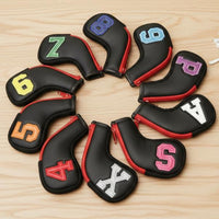 10 Pieces Golf Iron Head Covers Black Iron Club Covers Sports Gear Gear