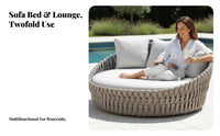 Waterproof Round Daybed with sun shade Weather-Resistant Canopied Round Sectional Wicker Weave design Outdoor Furniture Hand-Woven for Hospitality Businesses, Homeowners, by the pool, Garden, Patio, rearyard