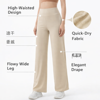 Ladies Trousers with High Waist Control, Quick Dry Nylon Wide Leg Womens for Gym and Casual Wear, Comfortable Work