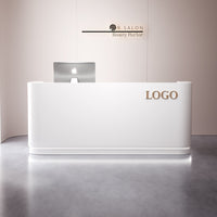 Modern Reception Desk with Lacquered Finish Contemporary Salon Front Desk Lamp Feature Luxury Commercial Counter Suitable for Beauty Salons Retail Stores Corporate Lobbies Professional Workplaces