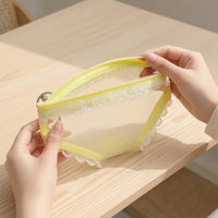 Zippered Pouch with Metal Loop Transparent Mesh Storage Pouch Transparent