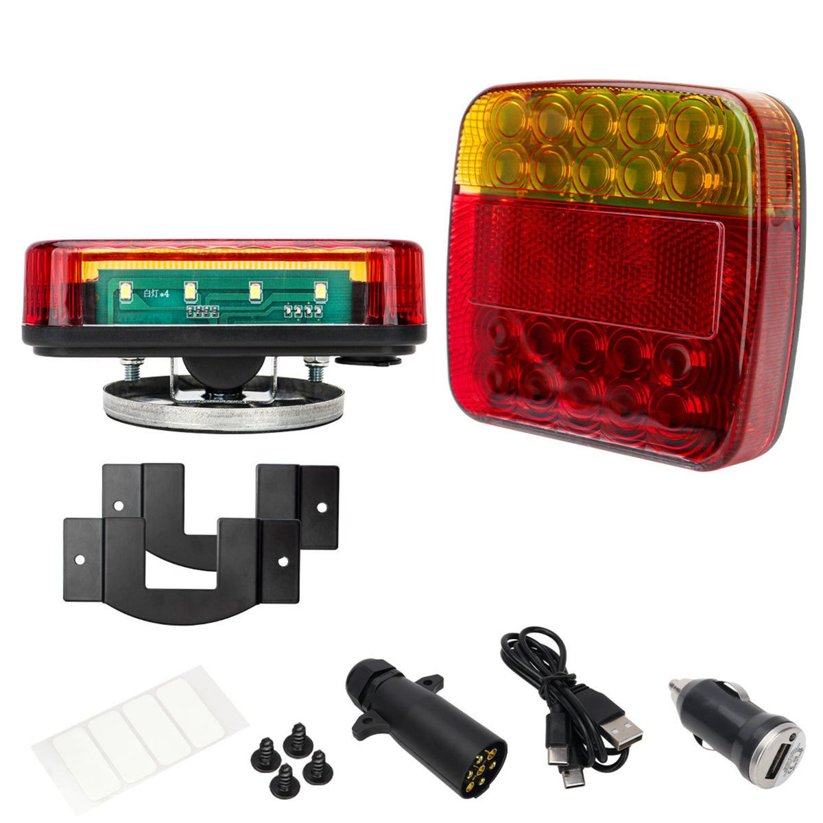 Multi-Function Tow Light Set Waterproof Rechargeable Truck Brake Lights Wireless Hauling Attachment Light Kit for Towing