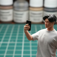 1:64 Scale Mobile Photo Figure Young Man Figurine Realistic Features 1:64 Scale